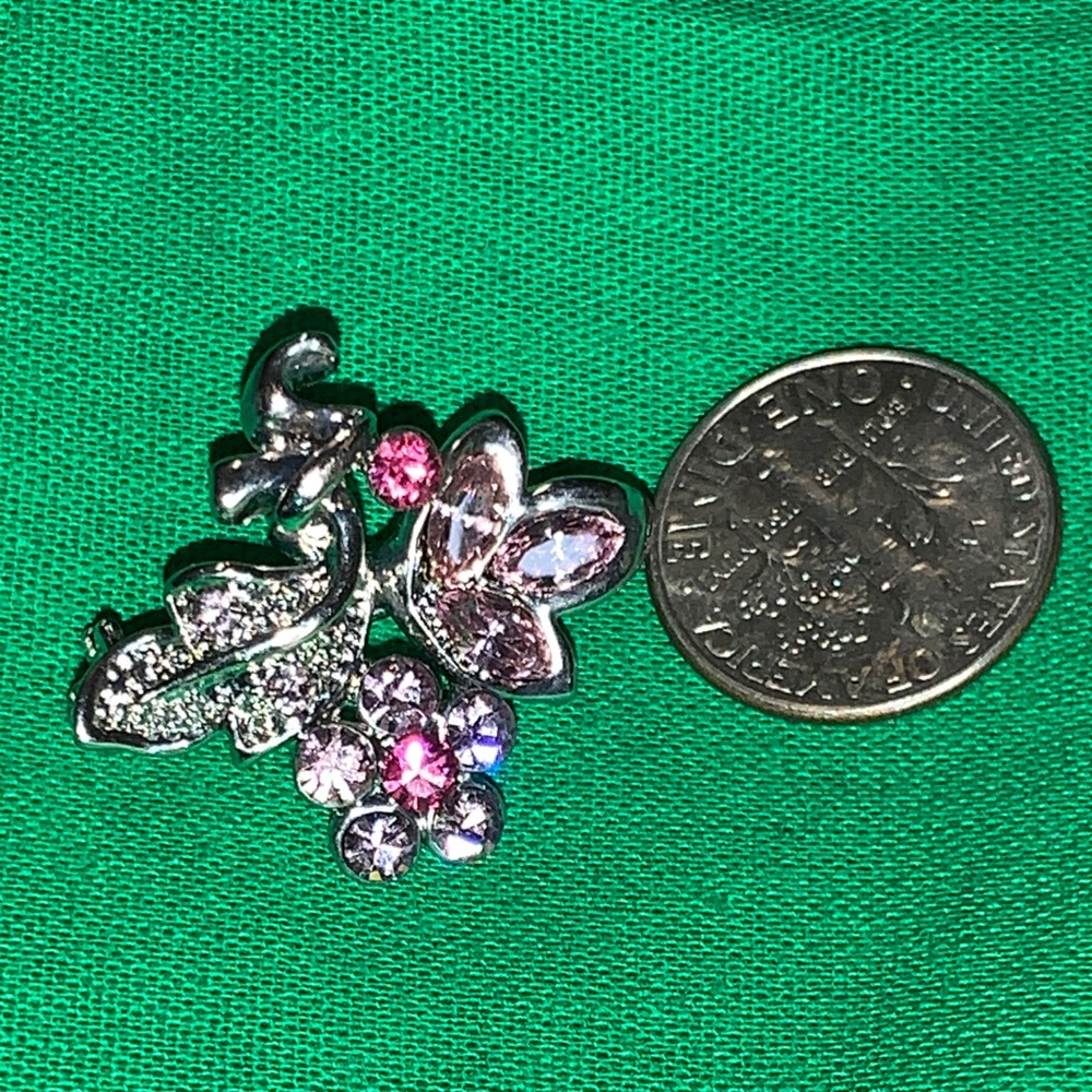 Floral Crystal Brooch with Pink and Purple Accents